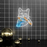 Cat Brushing Teeth Neon Sign