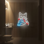 Cat Brushing Teeth Neon Sign 2