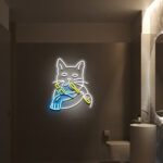 Cat Brushing Teeth Neon Sign 3