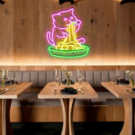 Cat Eat Ramen LED Sign