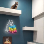 Cat Reading Book Neon Sign