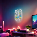 Day and Night Hugging Cat Neon Sign