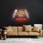 Dinner 24h Open Neon Sign