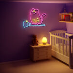 Witch Broomstick Cat Neon Sign 1