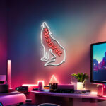 Wolf Moon Phases Neon Sign